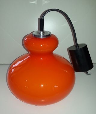 Peill Und Putzler Lampe Deckelnampe 70er Orange Chrom Überfangglas Bild