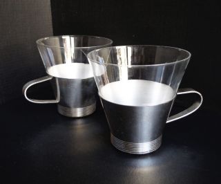 Kaffee/tee 2x Tassen Glas/aluminium 60 Er Bild