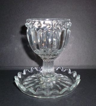 4 Jugendstil Glas Pressglas Eierbecher Mit Ablage Strukturiert Um 1900 Bild