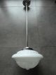 Bauhaus Deckenlampe Art Deco Lampe Lamp Weiß Glas Chrom Stange Hängelampe 1920-1949, Art Déco Bild 3