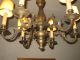 Antiker Deckenleuchter 6 - Flammig Bronze HÄngelampe Um 1900 Jugendstil 1890-1919, Jugendstil Bild 1