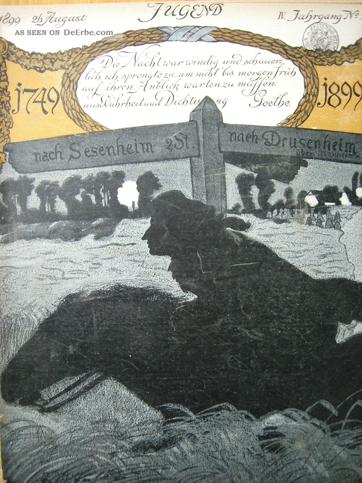 Jugend 35 - 1899 Jugendstil.  Goethe Zum 150. Zeitschriften Bild