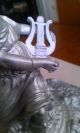 Jugendstil Figur Engel Mit Harfe Aus Metallguss / Tisch Docke / Herkunft ? Bronze Bild 9