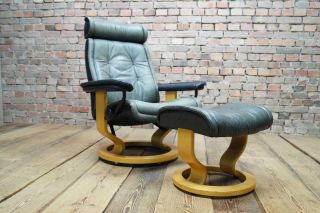 Ekornes Stressless Leder Relax Sessel & Ottoman Hocker Tv Easy Chair Ledersessel Bild