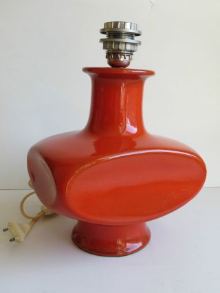 Keramik - Lampenfuß,  Tischleuchte 70er Jahre / Orange Bild