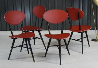 4 X Mid Century Modern Tripod Chair ° Rockabilly Dreibein StÜhle ° 50er Jahre Bild