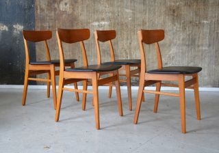 (4) 60er Teak StÜhle EsszimmerstÜhle Danish Design 60s Dining Chairs Wegner ära Bild