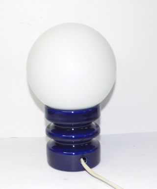 Tischlampe 70er Retro Design Blau Kugellampe Milchglas Glaskugel Glaskugellampe Bild