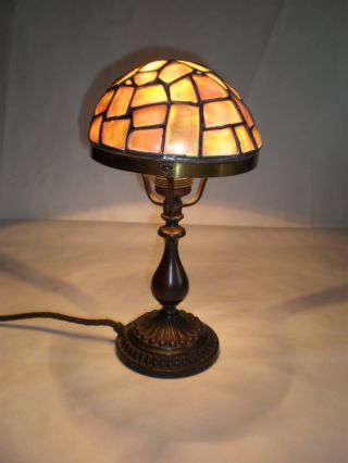 Jugendstil Perlmutt Schreibtisch Lampe Um 1910 Lampenschirm Tischlampe Bild