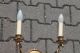 1 Paar Alt Messing Wand Leuchter Lampen Metall 2 Flammig 1950-1959 Bild 2