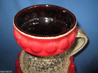 Rare 70´s Design Bay Bubble Keramik Vase Bodo Mans Red & Orange Glaze 65 - 30 Bild