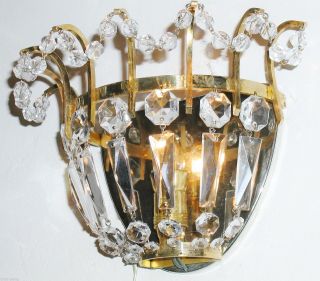 Kristall LÜster Bleikristall Wandlampe Antik Korb Leuchter Lampe Um 1930 Iii Bild