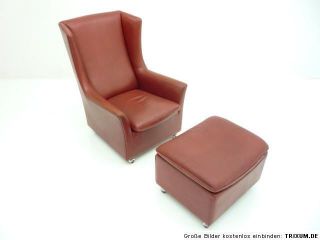 Ohrensessel Wing Chair & Fusshocker Leder Kill International.  2 Available Bild