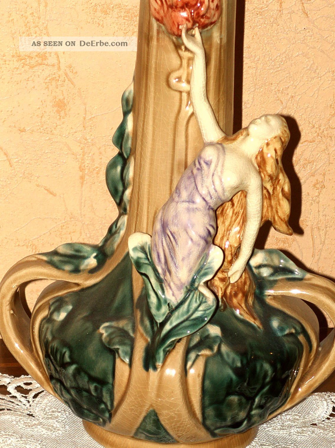 Alte Große Imposante Vase Mit Meerjungfrau Plastisch Jugendstil ? Um 1900 ? 1890-1919, Jugendstil Bild