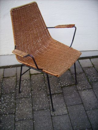 Mid Century Basket Chair,  Legler Ära ? Armlehnenstuhl 50er Vintage Korbstuhl Top Bild