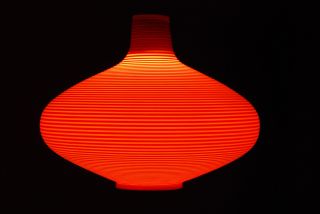 60er Deckenlampe Streifen Rot - Beige Bild
