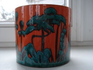 Marei Keramik Übertopf Blumentopf 70er Handbemalt Orange - Türkis - Grün Bild