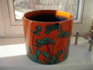 Marei Keramik Übertopf Blumentopf Orig.  70er Groß Handbemalt Orange - Türkis - Grün Bild