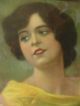 Mädchen Porträt Shabby Chic Vintage Druck Hinter Glas Mit Papier Gerahmt 1890-1919, Jugendstil Bild 1