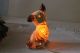 Rauchverzehrer Porzellan Figur Hund Terrier Beleuchtung,  Voll Funktionstüchtig 1890-1919, Jugendstil Bild 4