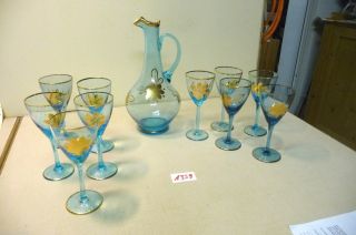 Nr.  1359.  Alte Karaffe Mit 10 Gläser Old Glass Decanter With 10 Glasses Bild