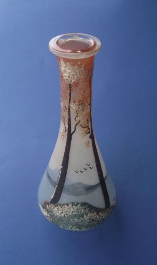 Legras Glas Vase Frankreich (legrassigniert) Emaille Landschaft Um 1900 Bild