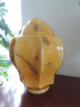 Art Deco Antikes Lampenglas Lampenschirm Marmoriertes Glas France Glasschirm Bild