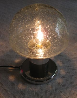 60er 70er Tischlampe - Chrom Holz Iceglass - Baum Leuchte - Lampe Retro Bauhaus Bild