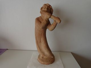 Flötenspieler Flötenjunge Fischedick ? Skulptur Tonfigur Deko Vintage Kunst 46cm Bild
