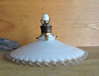 Alt Art Deco Jugendstil Lampe Deckenlampe Rand Klar Gefächert Opalglas Bild