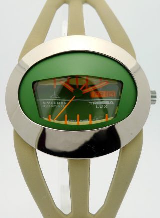 Spaceman Tressa Lux Automaik GrÜne AusfÜhrung Fiberglas 70er Designer Armbanduhr Bild
