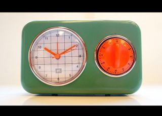 Retro Wanduhr Cube Flip Clock Uhr Küchenuhr Wecker Eieruhr Cube 60er 70er Design Bild