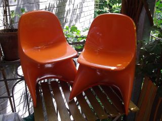 2 Casalino Vintage Designer Kinderstühle,  Orange,  Kunststoff,  70er Bild