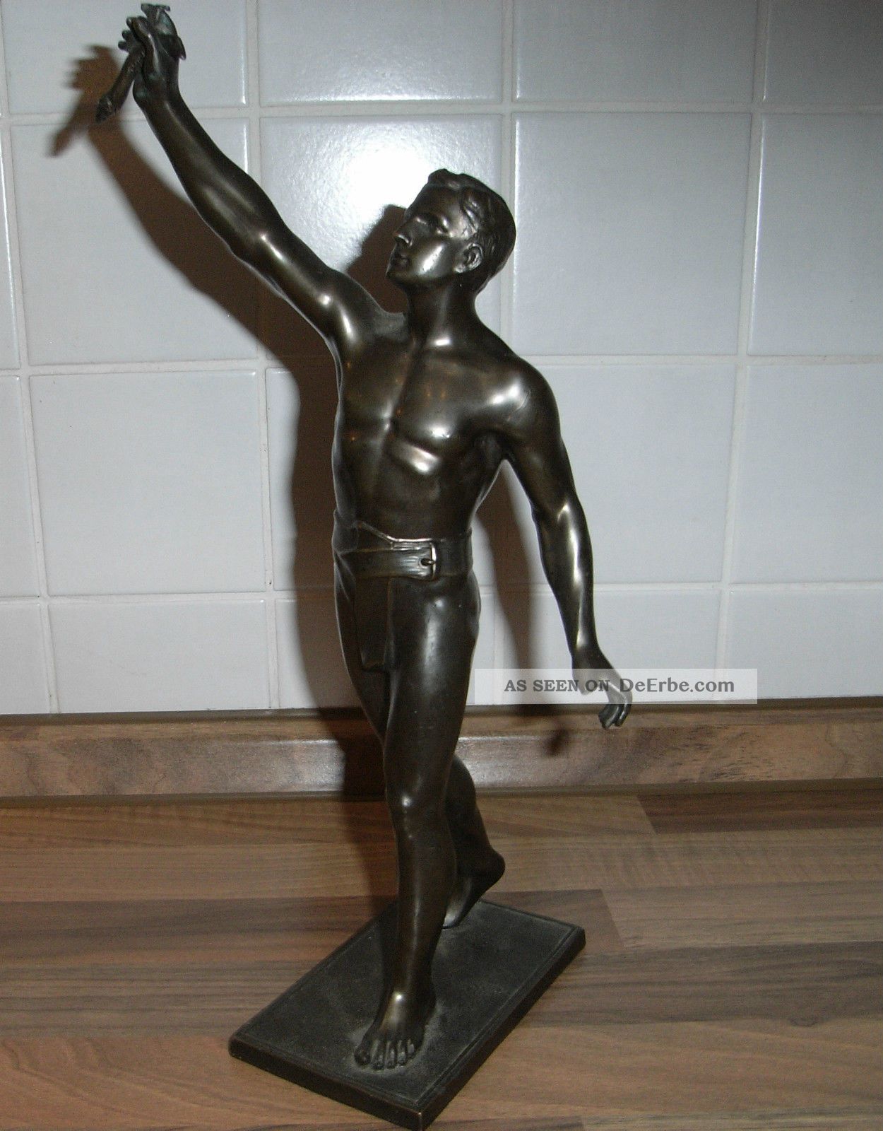 SchÖne Art Deco Bronze Figur Athlet Fackelträger Bronze Bild