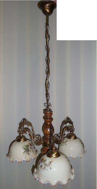 Deckenlampe Lampe Messing Und Holz Wohnzimmerlampe Alt Antik Hängelampe Rarität Bild