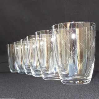 6 X Klassisch Modern 50er Wasserglas SaftglÄser Feiner Streifen Rautenschliff Bild