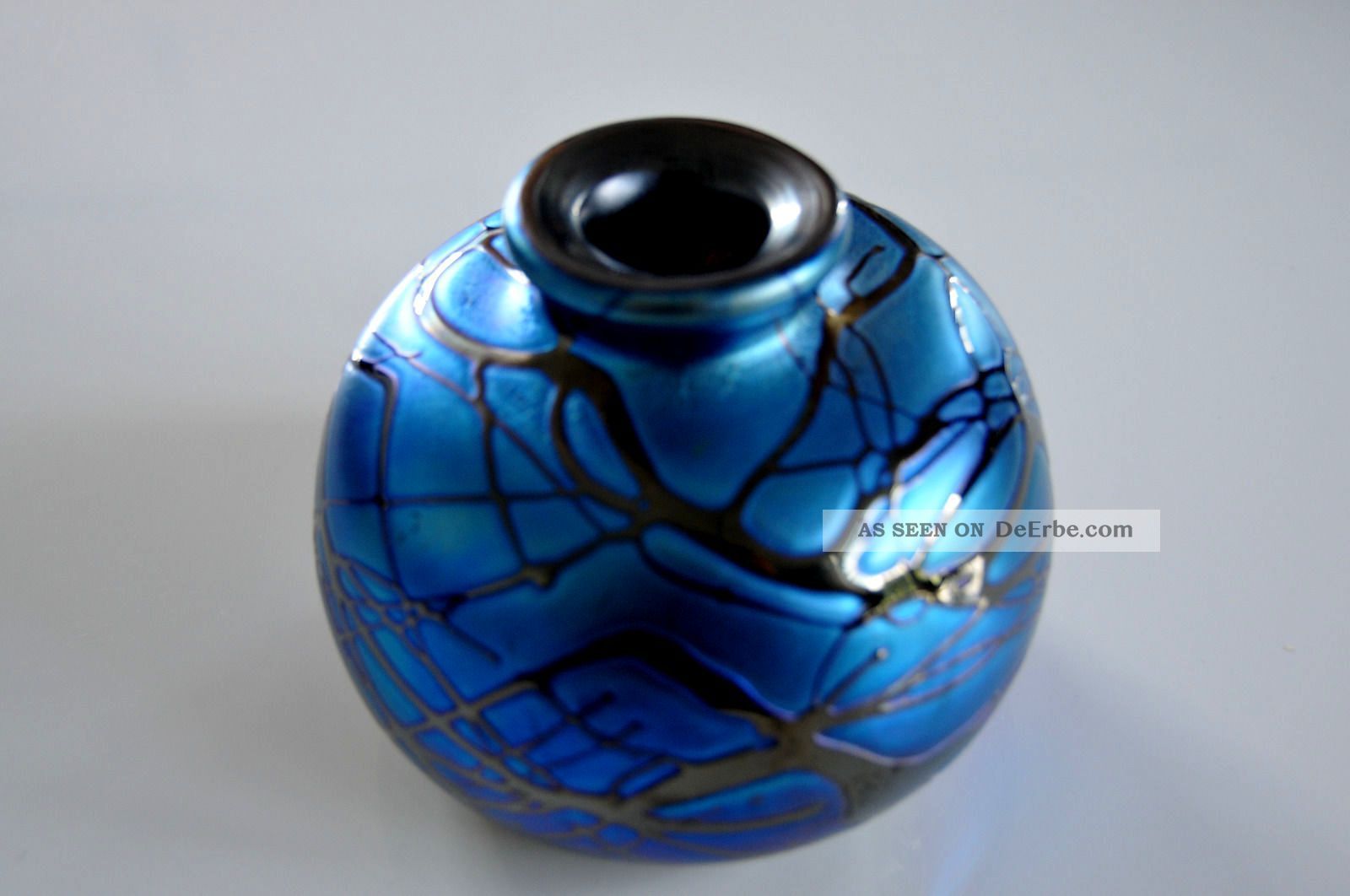 Glasvase Glaskunst Blau/ Violett Cm Kunst Mundgeblasen H:10 Cm B:12cm Glas & Kristall Bild