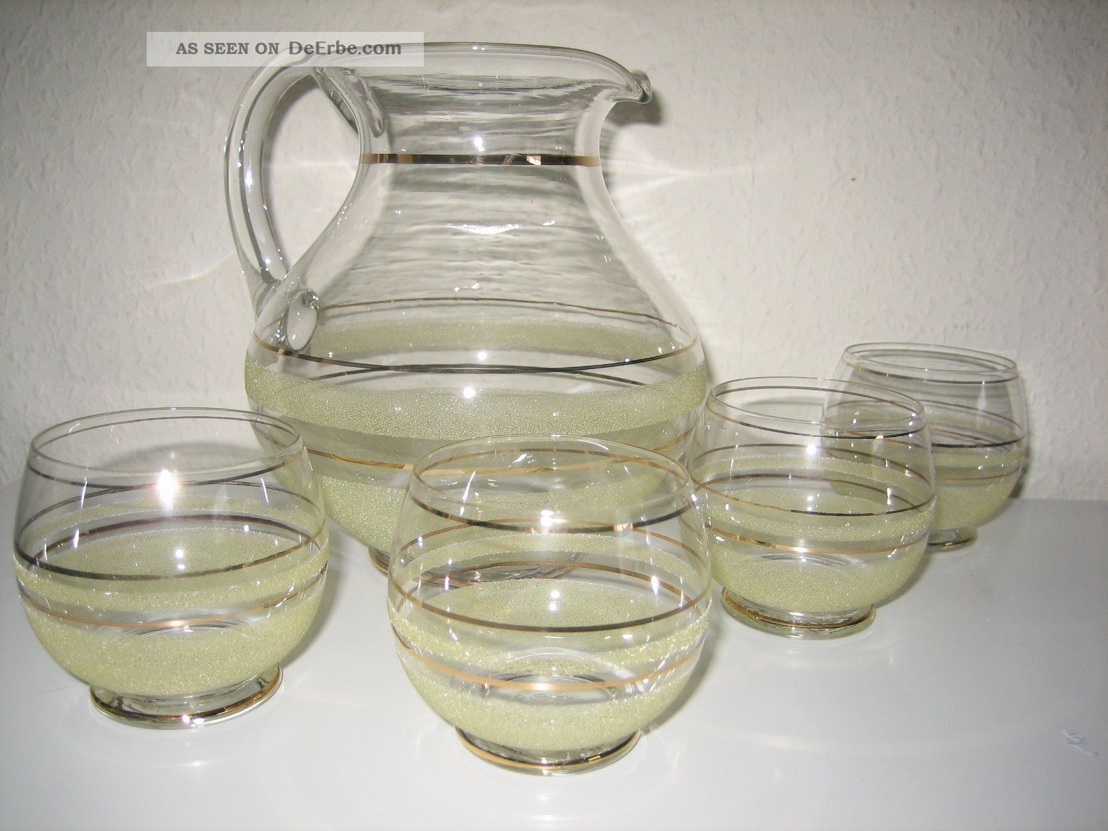 4 Antike Gläser Mit Kanne - Art Deco ? Kristall Bild
