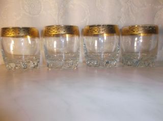 Alte Schwere Kristall Whiskeygläser Mit Goldrand 4 Gläser Pro Glas 300 G Bild