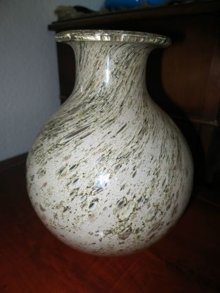 Schwere Große Vase Mit Spiralförmige Einschmelzungen 20 X 15 Cm / 1545 Gramm Top Bild