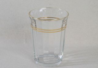 Glasbecher Glas Wasserglas Goldrand Gerippt Bild