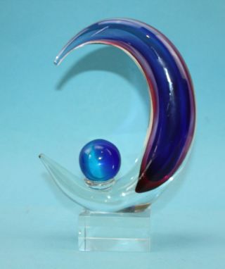 Murano Glas,  Mehr Farbig,  Objekt Mond Mit Kugel Bild
