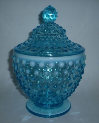 Plötz Pressglas Glas Deckeldose Bonboniere Jugendstil Nuppendekor Blau Um 1910 Bild