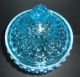 Plötz Pressglas Glas Deckeldose Bonboniere Jugendstil Nuppendekor Blau Um 1910 Sammlerglas Bild 4
