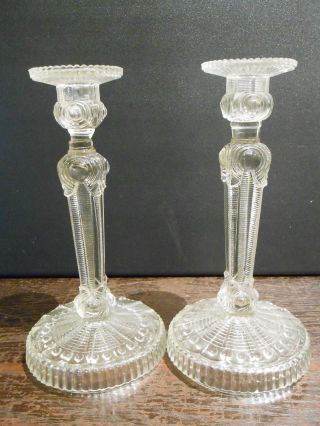 1 Paar Alte Kerzenleuchter Kerzenständer Glas Pressglas Alter Unbekannt Bild