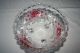 Schwere Kristall Schale,  Glas Schüssel,  Auf 3 Füßen,  Mit Rosen Muster,  Rot Kristall Bild 1