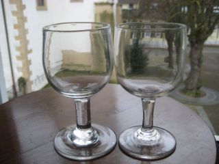 2 Gläser (wein) - Alt (um 1900) - Mundgeblasen - Dickwandig - Frankreich 12/245 Bild