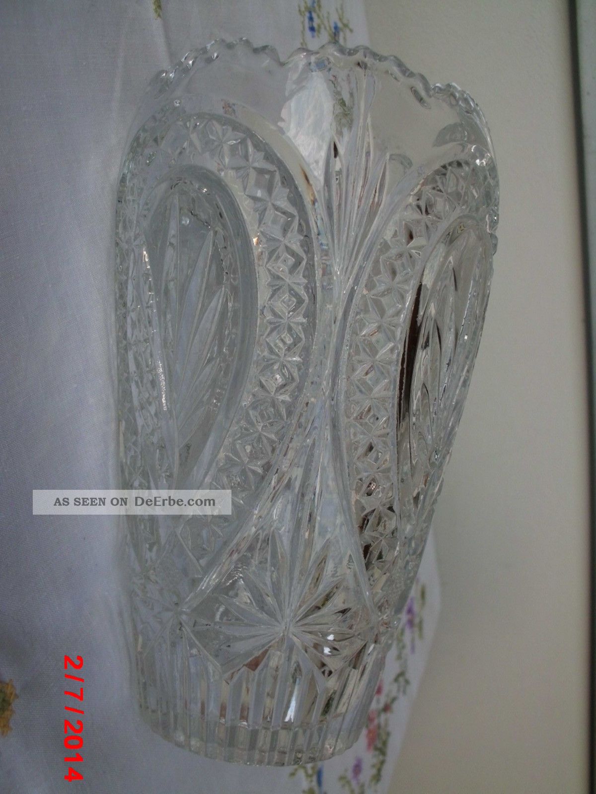 Vase,  Ziergefäß,  Bleikristall,  Vermutlich Gepresst,  Geeister Standring Glas & Kristall Bild