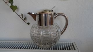Alte Karaffe - Kalte Ente - Kristallglas - Montur - Versilbert - Mit Einsatz Bild