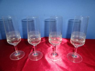 4 Sektgläser Gläser Glas Trinkgläser Geschliffen 50 / 60 Er Jahre Bild